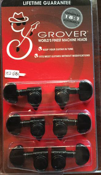 Grover Original Rotomatics Machine Heads – Black Chrome – 18:1 Gear Ratio (102-18BC)