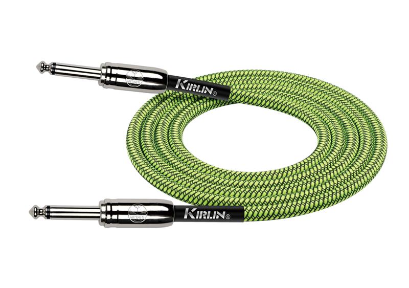Kirlin Entry Woven Instrument Cable – IWCC-201PN/GRA – 1/4" Mono to 1/4" Mono – 3m – Green – 1-Year Warranty by Kirlin