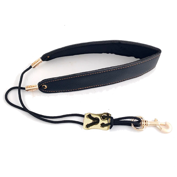Alto Saxophone Strap - Black with Gold Accents