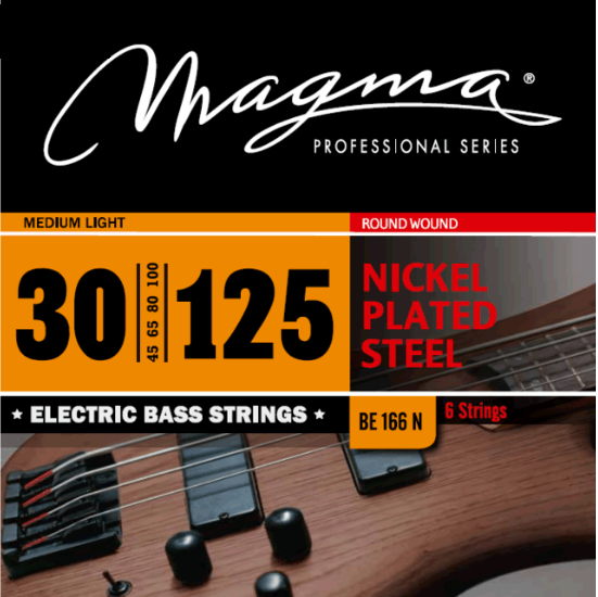 Magma Electric Bass Strings Nickel-Plated Steel Round Wound Long Scale 024-125 Med L (7-String)