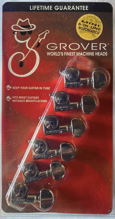Grover Mini Rotomatics Machine Heads – Chrome – 14:1 Gear Ratio (205C L6)