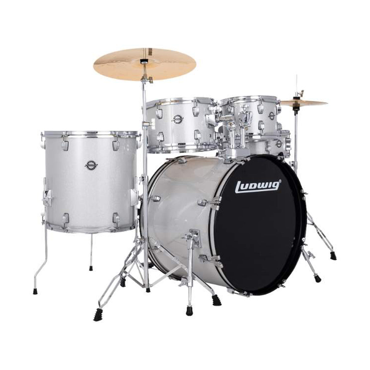 Ludwig Accent Fuse 5-Piece Drum Kit – Silver Sparkle (10/12/14/14/20) — Ludwig