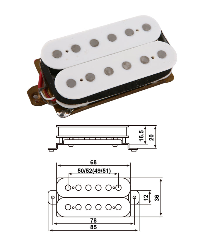 Holmer PickUp for Electric Guitar – White – Bridge+Neck (Set of 2)