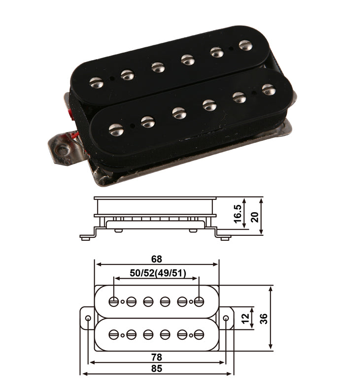 Holmer PickUp for Electric Guitar – Black – Bridge+Neck (Set of 2)