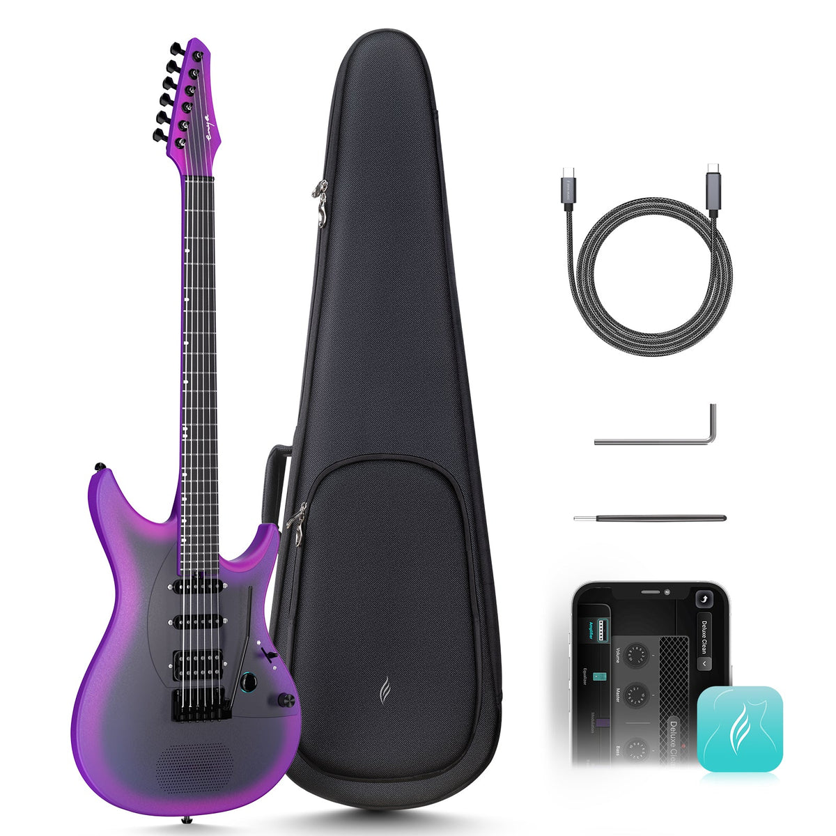 Enya INSPIRE PURPLE Carbon Fibre Smart Electric Guitar