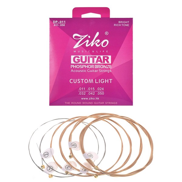 Ziko DP-011 Acoustic Guitar String Set 6-String Complete Set Steel Strings