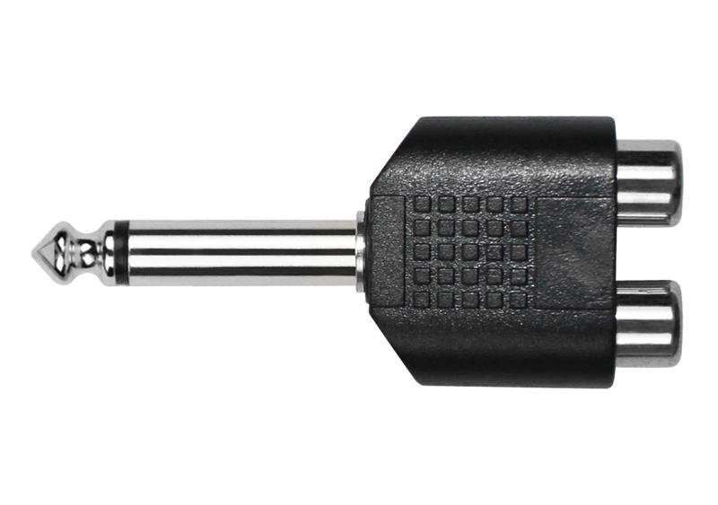 Kirlin 2657 Adapter – 1/4" Mono Male to 2x RCA Female – Nickel Plated by Kirlin