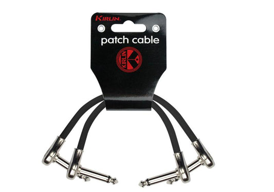 Kirlin Original 24 Pedal Cable – 15cm – 1/4" Right Angle Mono to Right Angle Mono – Black – Pack of 2 by Kirlin