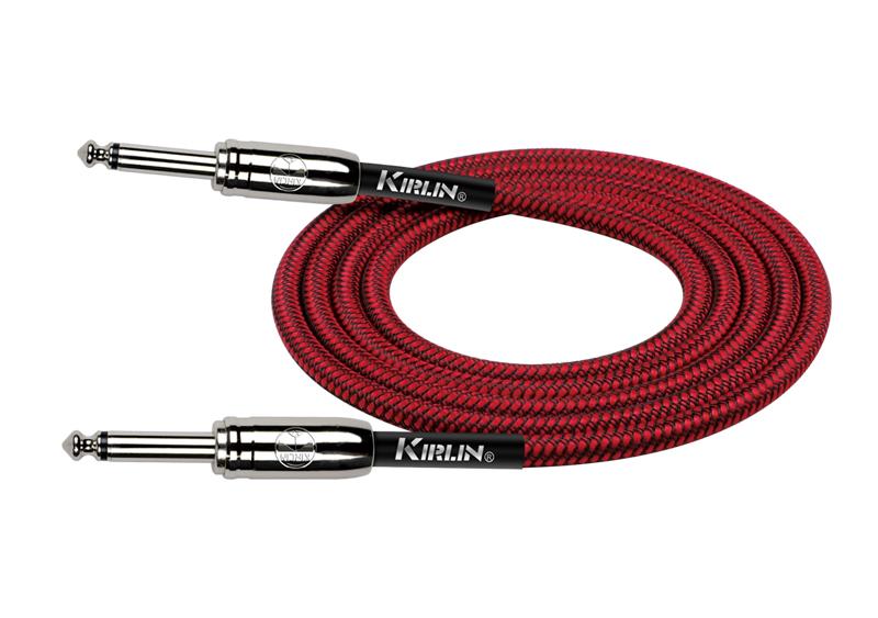 Kirlin Entry Woven Instrument Cable 3M - 1/4" Mono to 1/4" Mono Plug - Red by Kirlin