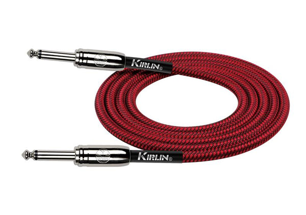 Kirlin Entry Woven Instrument Cable 3M - 1/4" Mono to 1/4" Mono Plug - Red