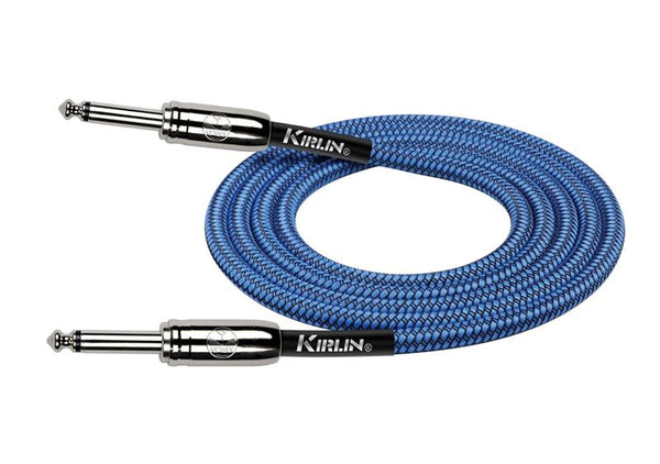 Kirlin 3M Entry Woven Instrument Cable – 1/4" Mono Plug to 1/4" Mono Plug – Blue