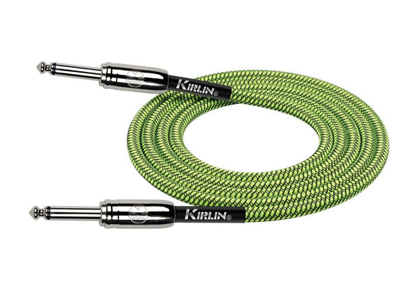 Kirlin Entry Woven Instrument Cable – IWCC-201PN/GRA – 1/4" Mono to 1/4" Mono – 3m – Green – 1-Year Warranty