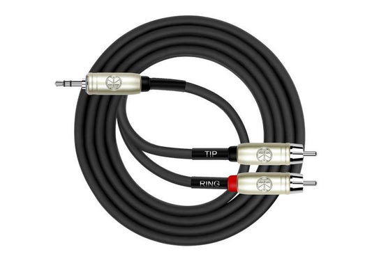 Kirlin Y-364PRL /BK – Original Y-Cable Patch Cable (2 Meter) 3,5mm TRS Plug to 2x RCA (TIP / RING) – Black by Kirlin