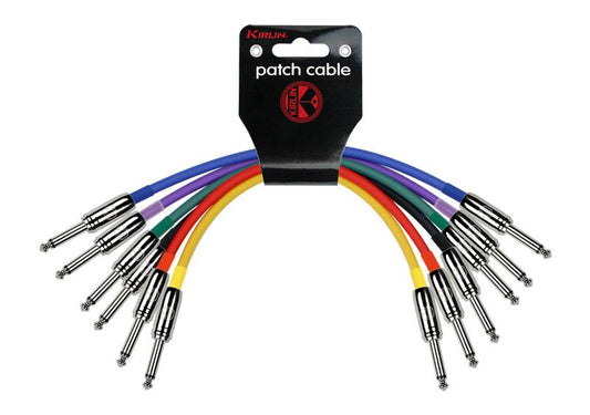 Kirlin IP6-241PN/6 – 6-Pack 1-Meter 1/4" Mono Patch Cables – Straight to Straight – Multi-Color – 24AWG by Kirlin