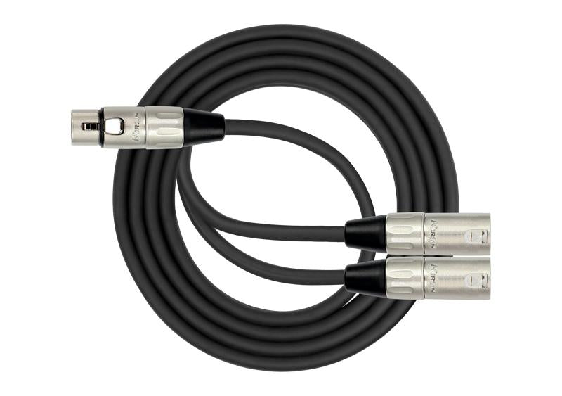 Kirlin Y-303 2-Meter Y-Cable Patch Cable – XLR Female to Dual XLR Male (Black) by Kirlin