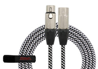 Kirlin MW-480/BK 6m Original Woven Microphone Cable – XLR Male to XLR Female – Black/White