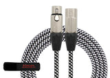 Kirlin MW-480/BK 6m Original Woven Microphone Cable – XLR Male to XLR Female – Black/White