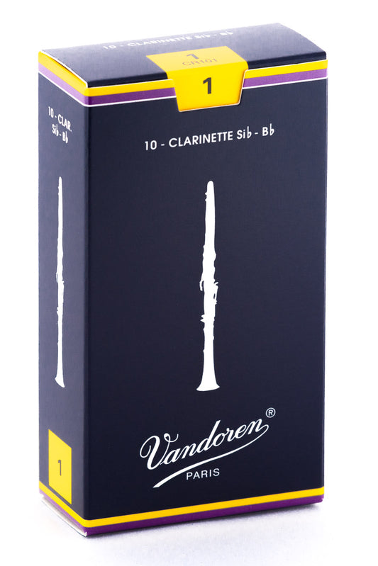 Vandoren Classic Bb Clarinet Reeds Strength 1 – Box of 10 (Blue Box) — official Vandoren image 1