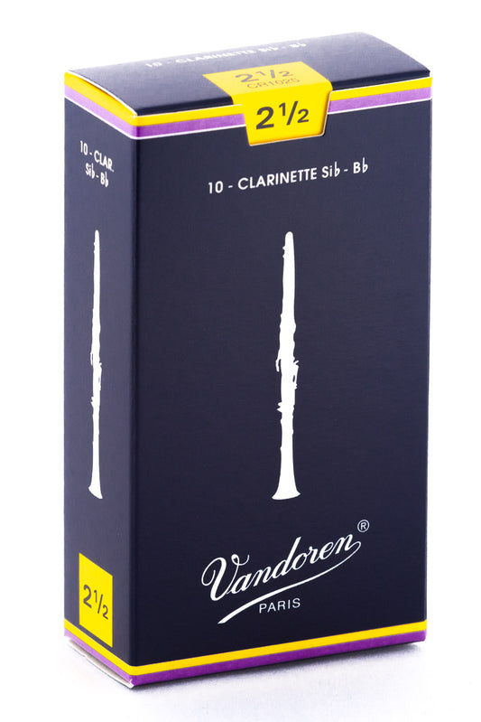 Vandoren Classic Bb Clarinet Reeds – Strength 2.5 (Box of 10) — official Vandoren image 1