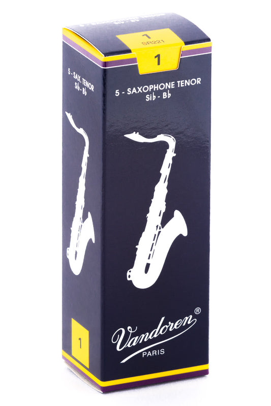 Vandoren Classic Tenor Saxophone Reeds Strength 1 – Box of 5 (Traditional Blue Box) — official Vandoren image 1