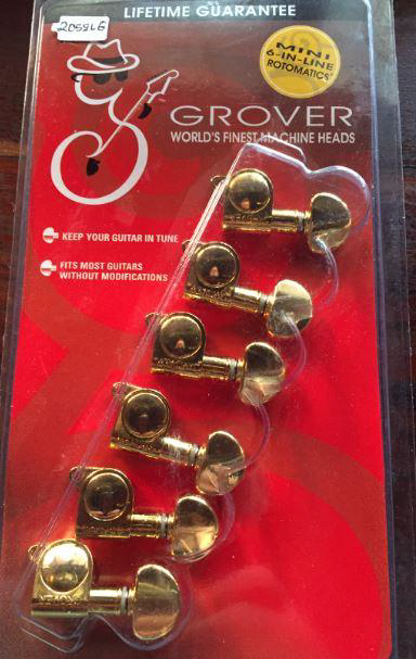 Grover Mini Rotomatics Machine Heads – Gold – 18:1 Gear Ratio (205G L6)