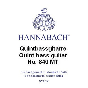 Hannabach 840 MT Quint Bass Guitar Medium Tension 1st string Nylon plain, 2nd-6th silver-plated wound