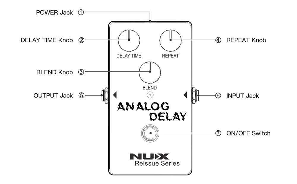 NUX Analog Delay Pedal – Reissue Series Bucket-Brigade Delay — official NUX photo 8