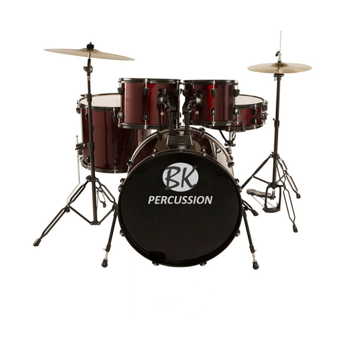 BK 5 Piece Drum Set 12" 13" 14" 16" 22" – Complete Acoustic Drum Kit