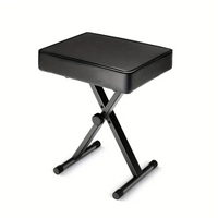 PSM Adjustable Folding Piano Bench – Thick Padded Seat (Black)