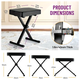 PSM Adjustable Folding Piano Bench – Thick Padded Seat (Black)