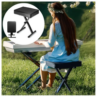 PSM Adjustable Folding Piano Bench – Thick Padded Seat (Black)
