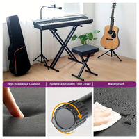 PSM Adjustable Folding Piano Bench – Thick Padded Seat (Black)