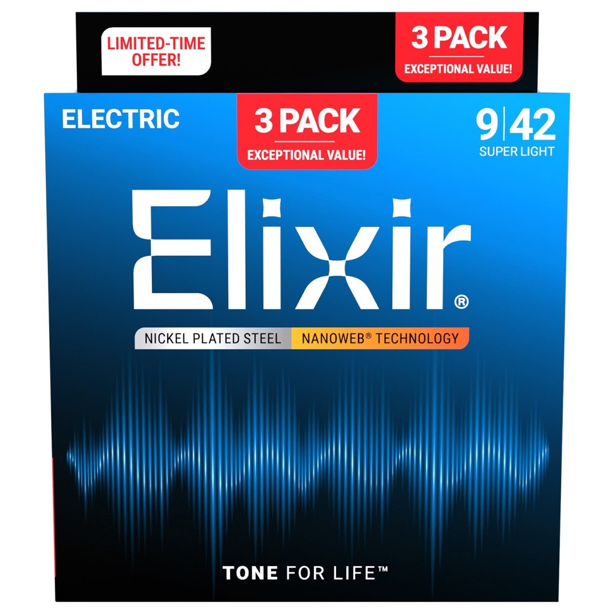 Official Elixir — Elixir Electric NANOWEB Super Light 3-Pack