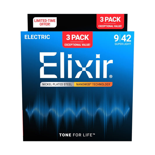 Official Elixir — Elixir Electric NANOWEB Super Light 3-Pack