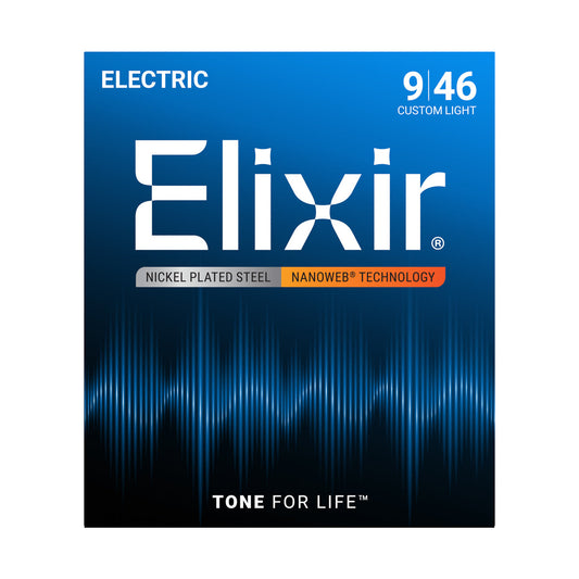 Official Elixir — Elixir NANOWEB Nickel Plated Steel Coated Electric Guitar Strings 009-046