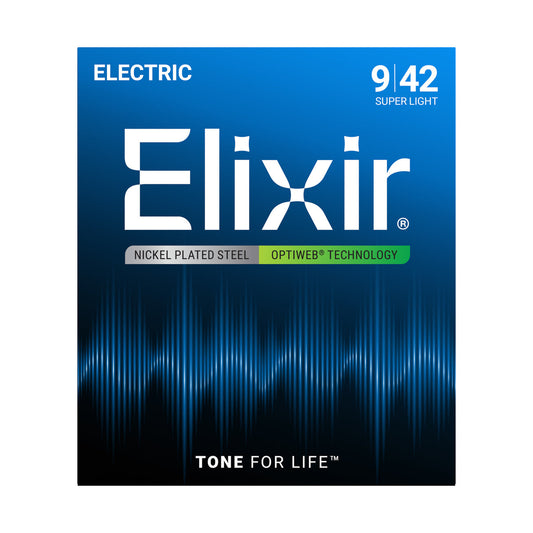 Official Elixir — Elixir OPTIWEB Nickel Plated Steel Coated Electric Guitar Strings 009-042