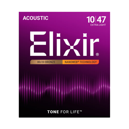 Official Elixir — Elixir POLYWEB 80/20 Bronze Coated Acoustic Guitar Strings 010-047
