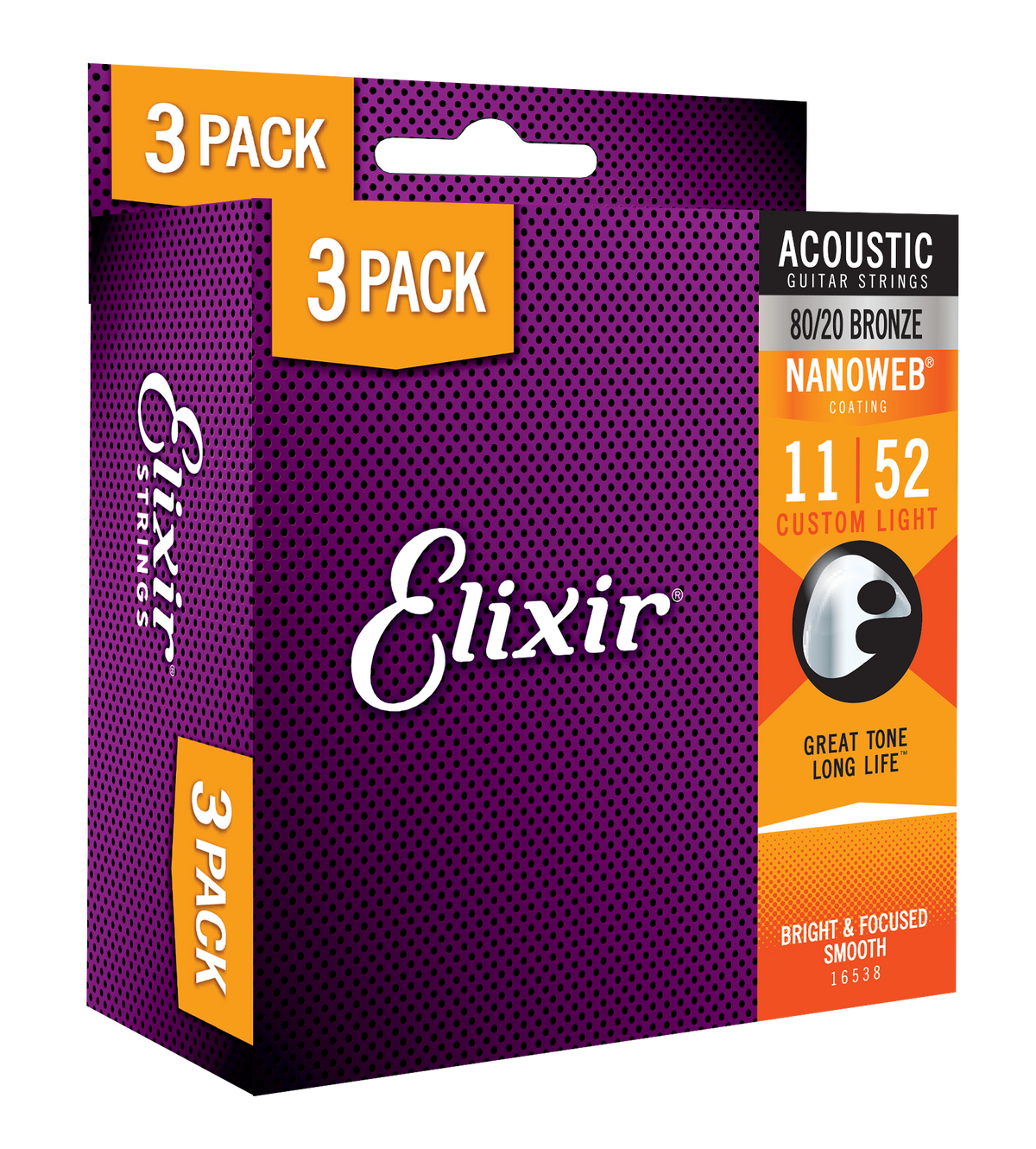 Official Elixir — Elixir Strings - Acoustic NANOWEB 0.11 - 0.53- 3-Pack