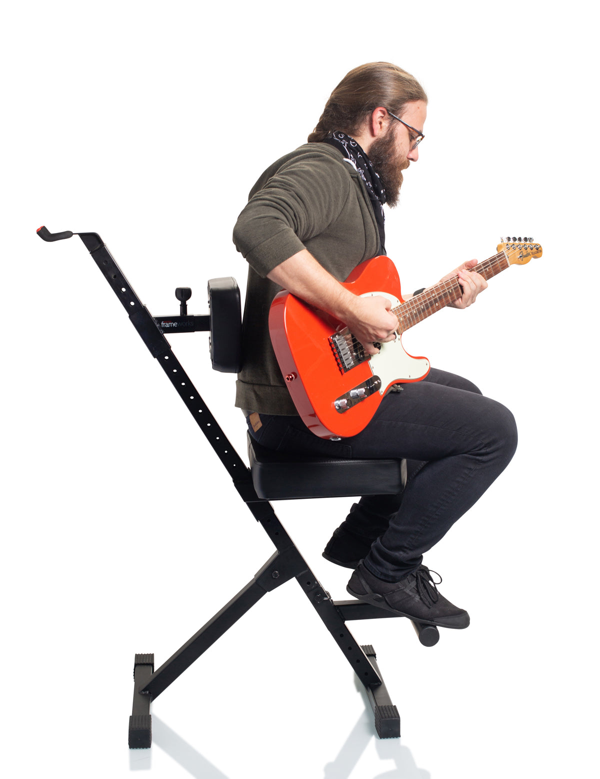 Frameworks Deluxe Guitar Seat with Adjustable Back Rest & Guitar Hanger