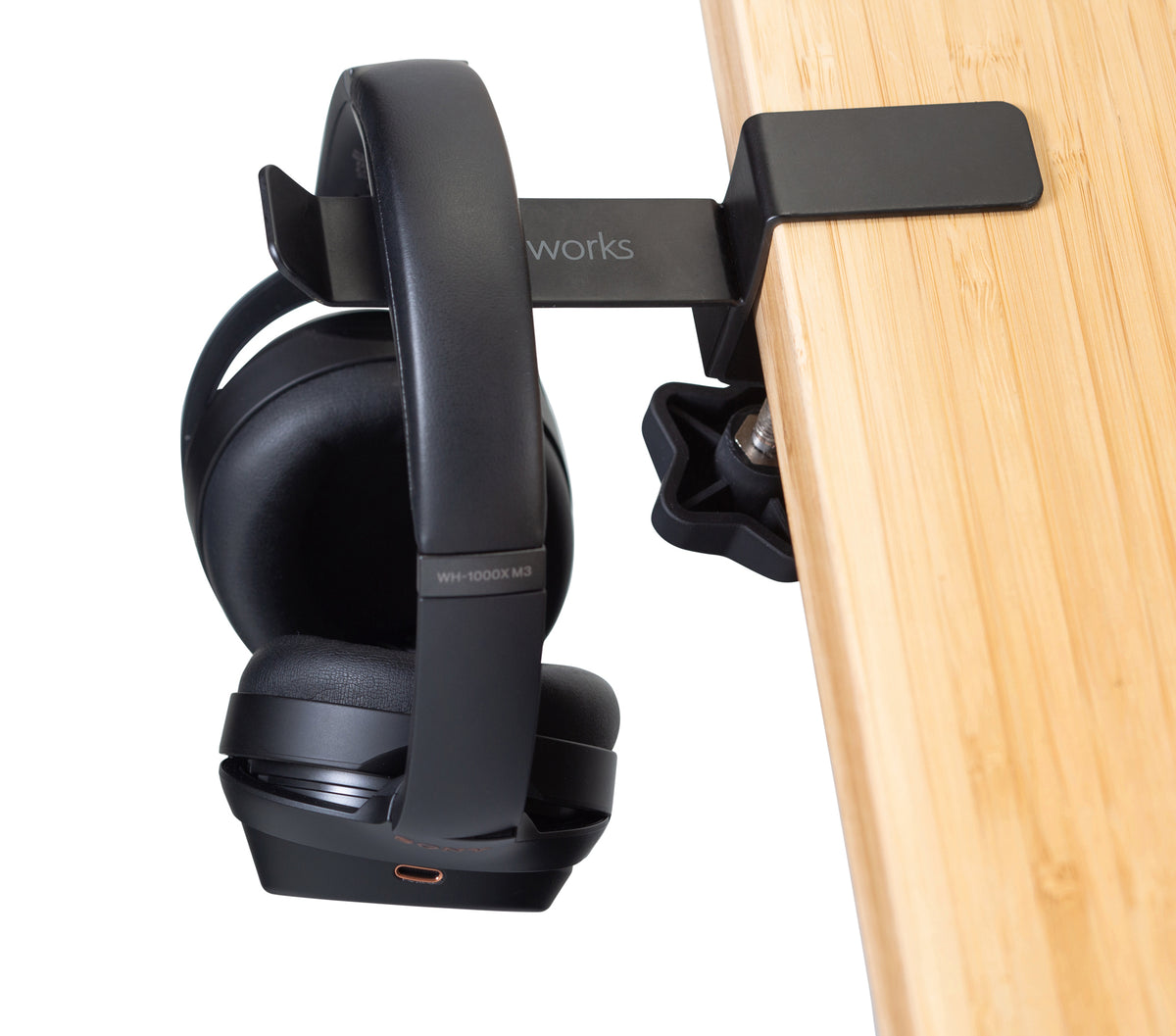 Frameworks Headphone Hanger that Clamps Onto Desktop Edge
