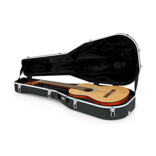 Gator GC-CLASSIC ABS molded classical guitar case open with guitar on white background