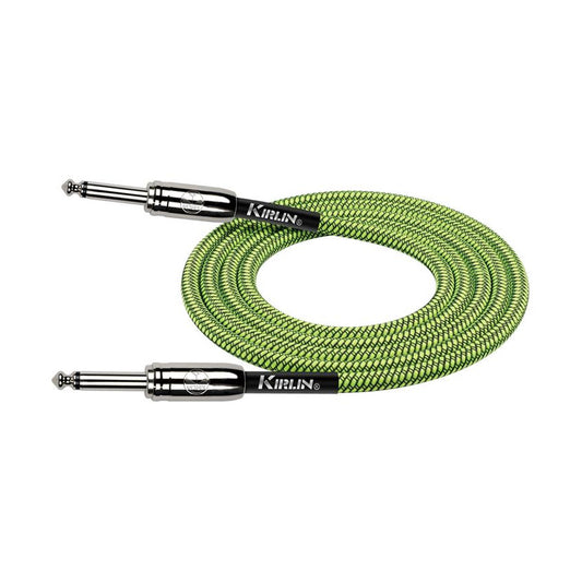Kirlin Entry Woven Instrument Cable – IWCC-201PN/GRA – 1/4" Mono to 1/4" Mono – 3m – Green – 1-Year Warranty by Kirlin