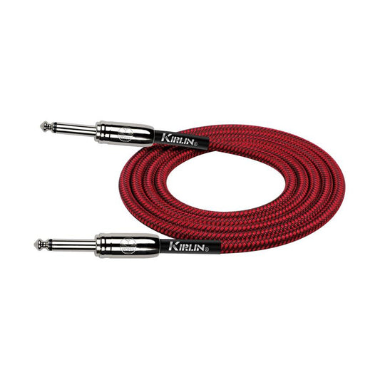 Kirlin Entry Woven Instrument Cable 3M - 1/4" Mono to 1/4" Mono Plug - Red by Kirlin