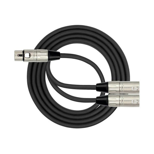 Kirlin Y-303 2-Meter Y-Cable Patch Cable – XLR Female to Dual XLR Male (Black) by Kirlin