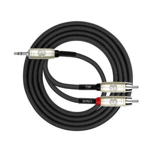 Kirlin Y-364PRL /BK – Original Y-Cable Patch Cable (2 Meter) 3,5mm TRS Plug to 2x RCA (TIP / RING) – Black by Kirlin