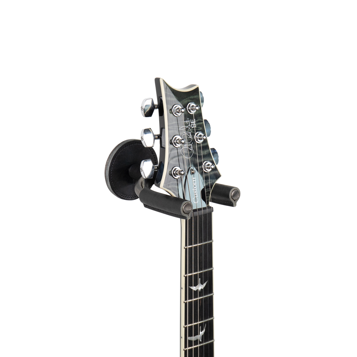 Levy's Forged Series Guitar Hanger in Smoke Metal & Black Leather
