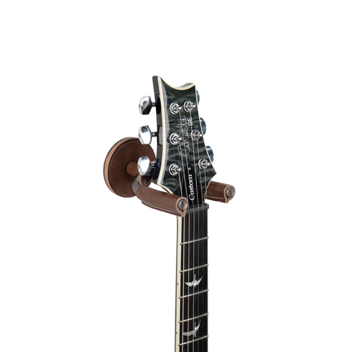 Levy's Forged Series Guitar Hanger in Smoke Metal & Brown Leather