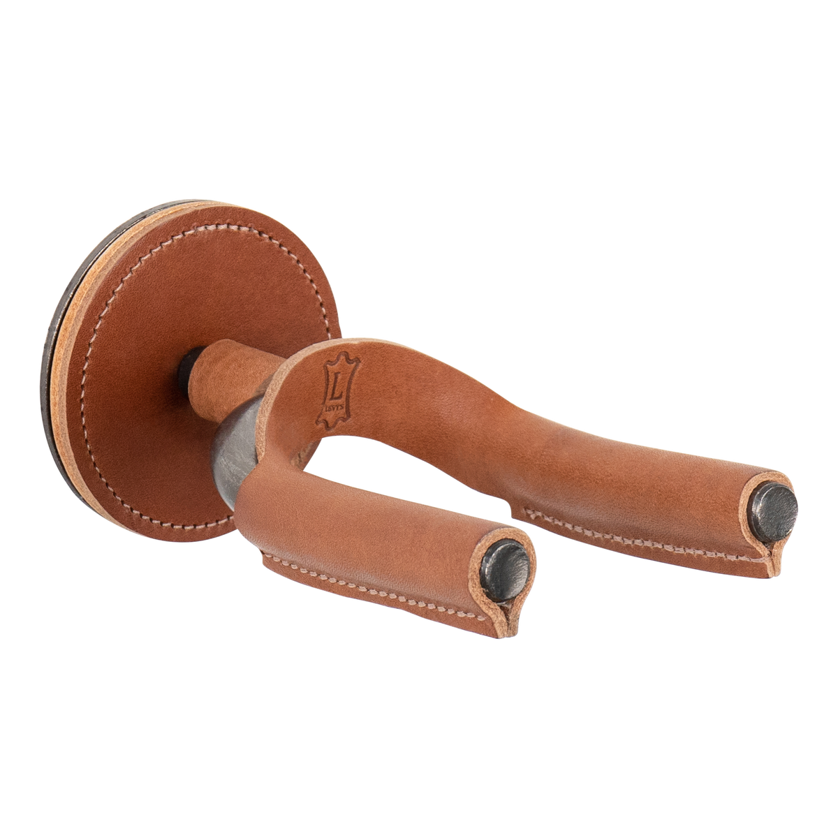 Levy's Forged Series Guitar Hanger in Smoke Metal & Tan Leather