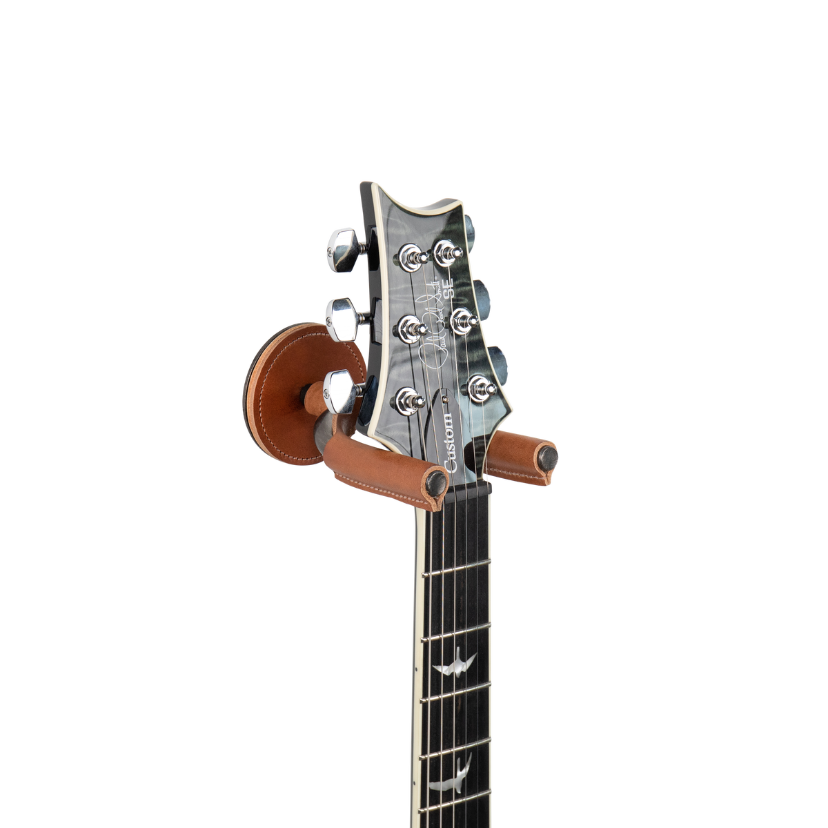 Levy's Forged Series Guitar Hanger in Smoke Metal & Tan Leather