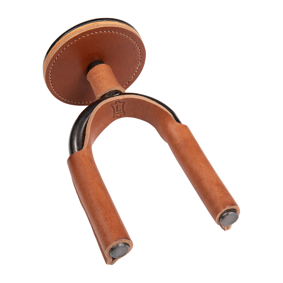 Levy's Forged Series Guitar Hanger in Smoke Metal & Tan Leather